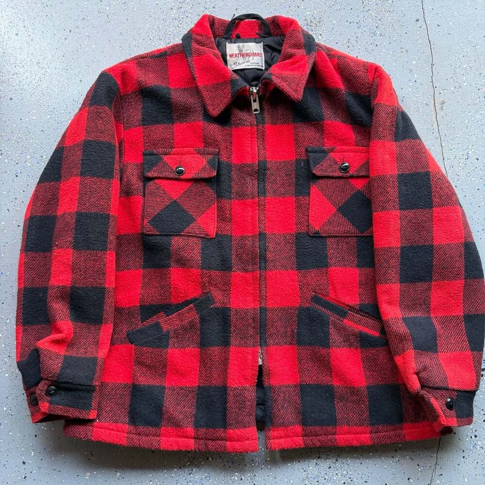 1960 / 1970s True Vintage Plaid Wool Jacket Red Black